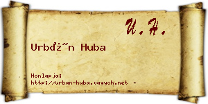 Urbán Huba névjegykártya