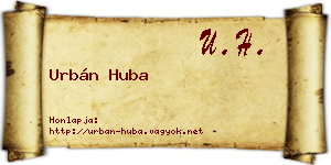 Urbán Huba névjegykártya